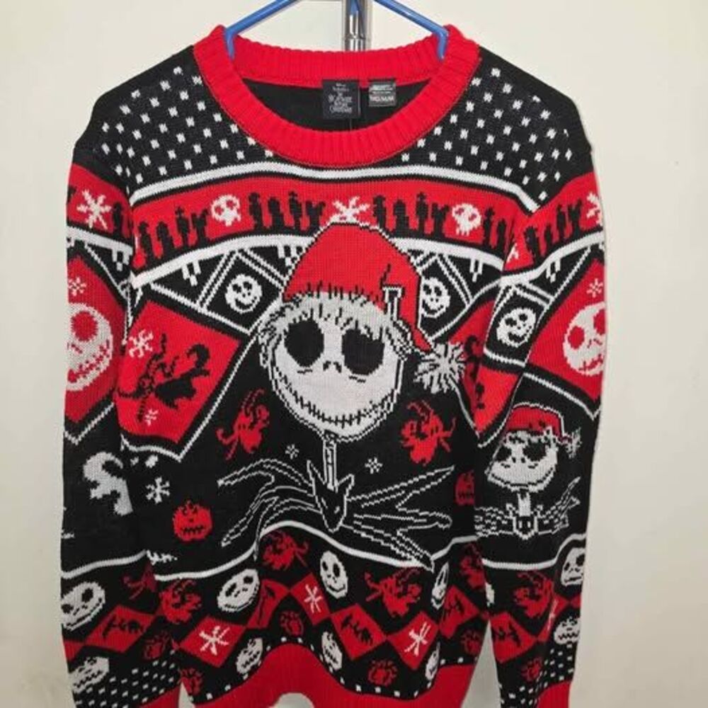 Nightmare Before Christmas knit Jack Skellington Sweater RED & BLACK Size M -NEW